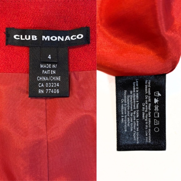 Club Monaco Wool Pleated Skirt Red Size 4 - Picture 7 of 7